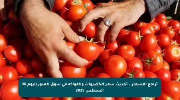 تراجع الأسعار.. تحديث سعر الخضروات والفواكه في سوق العبور اليوم 30 أغسطس 2025